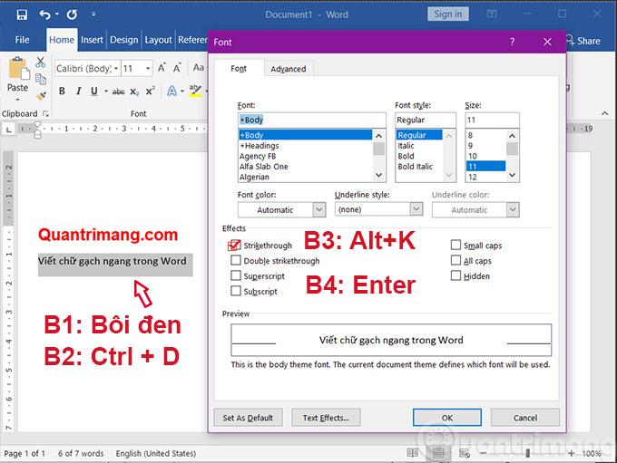 Cách gạch ngang chữ trong Word, v̶i̶ế̶t̶ ̶c̶h̶ữ̶ ̶g̶ạ̶c̶h̶ ̶n̶g̶a̶n̶g̶ trong Word và Excel