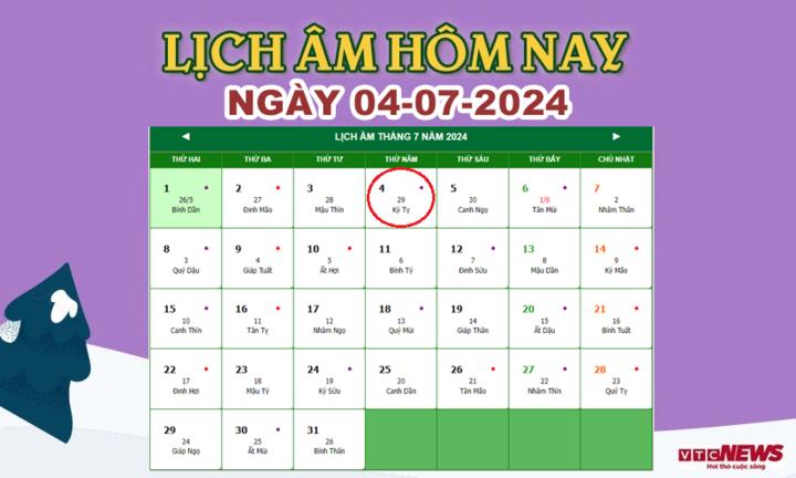 Xem lịch âm hôm nay ngày 3/7/2024.