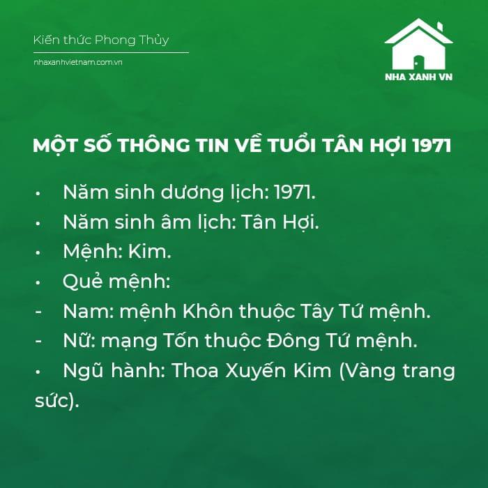 Một số thông tin về tuổi Tân Hợi 1971