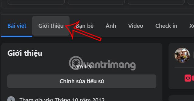 Xem thông tin giới thiệu trên Facebook PC