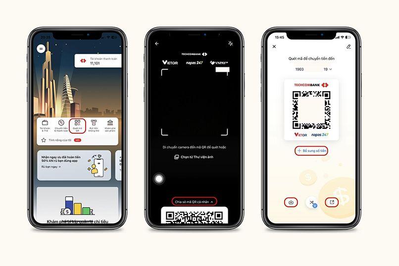 Mã QR Code Techcombank trên Techcombank Mobile