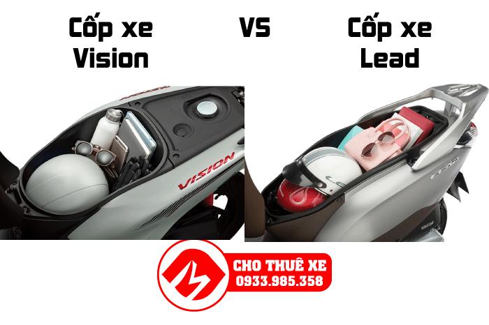 So sánh cốp xe Vision và Lead, thiết kế cốp xe, giá cả thị trường