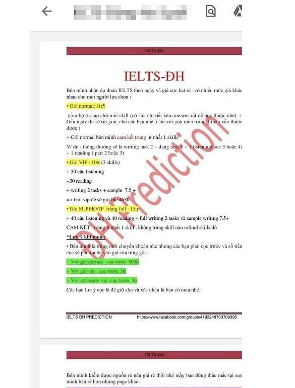 Công khai mua bán đề thi IELTS theo ngày: Cú lừa ngoạn mục