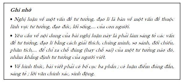 Một số điều cần lưu ý khi làm bài văn nghị luận về một vấn đề tư tưởng đạo lí