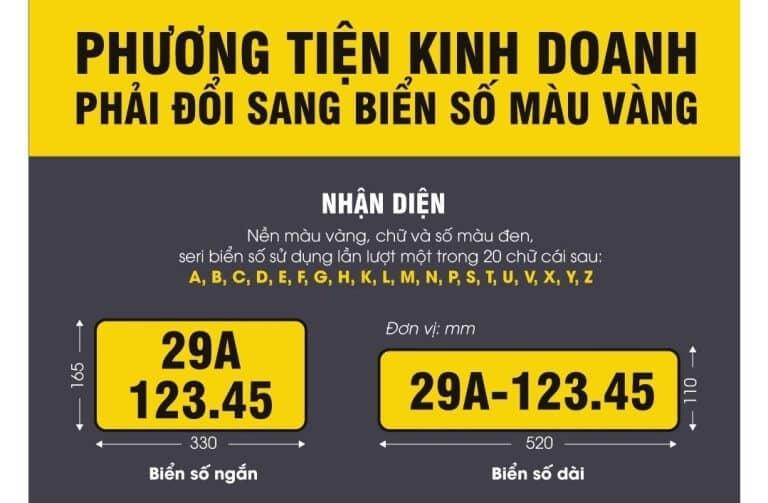 Xe ô tô hoạt động kinh doanh phải làm thủ tục đổi biển số vàng