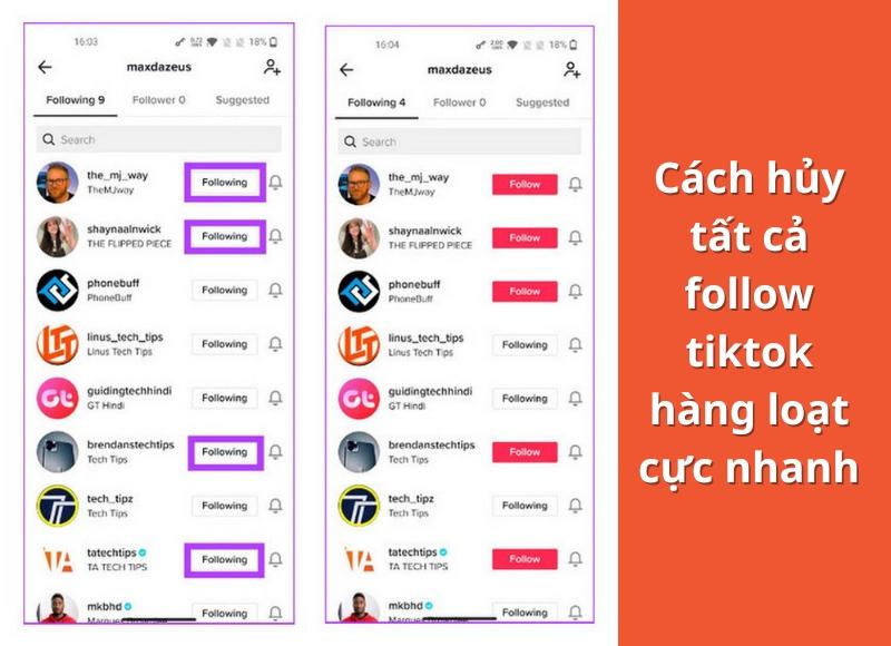 Cách Hủy Hết Follow Trên Tiktok Nhanh Gọn Trong 1 Lần