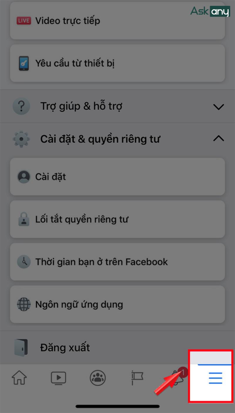 Chọn vào biểu tượng 3 gạch phía dưới bên góc phải màn hình.