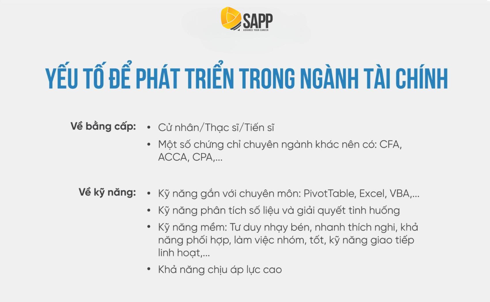 yếu tố phát triển ngành tài chính