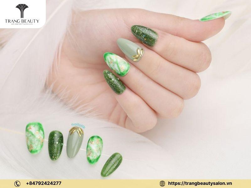 mẫu nail xanh bơ