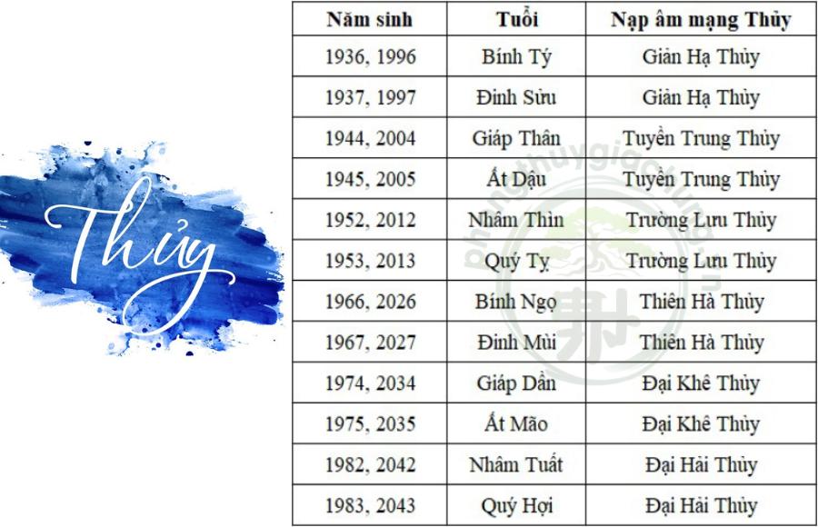 Mệnh Thủy sinh năm gì? Tổng hợp phong thủy của người mệnh Thủy