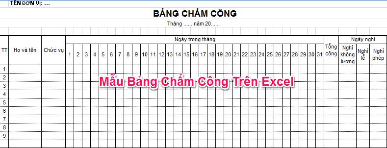 Cách tính bảng chấm công trong excel được thực hiện như thế nào?