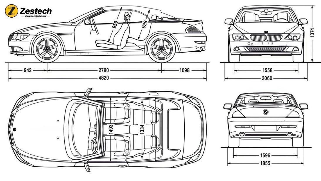 Kích thước xe 4 chỗ tiêu chuẩn 2025 là bao nhiêu?