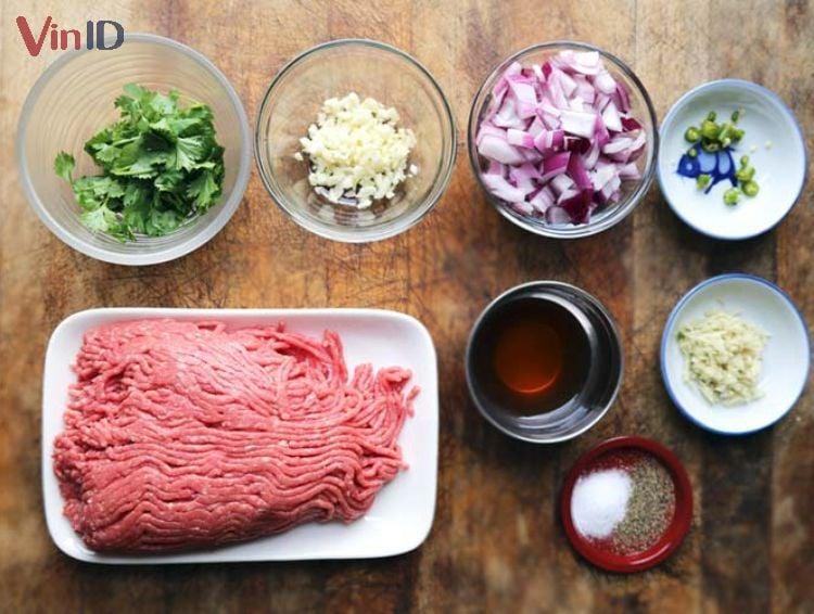 Nguyên liệu để làm bò viên chiên giòn